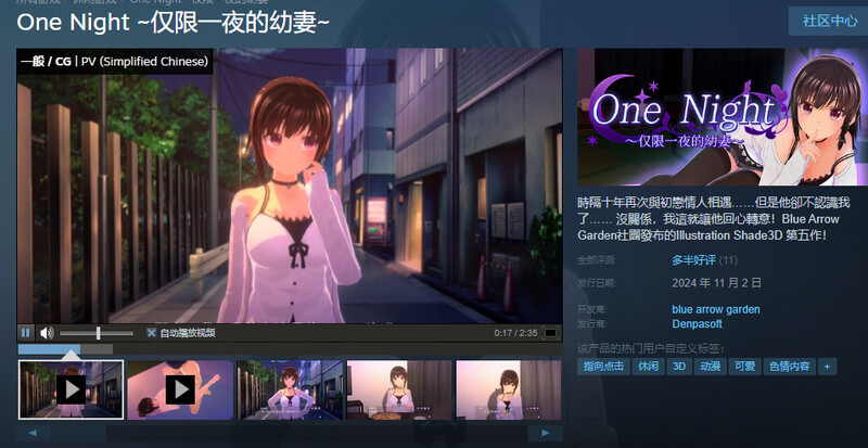 图片[2]-ST11月新作【3D互动/野外野战/全动态】One Night ~仅限一夜的幼妻~（One Night～一夜限りの幼妻～）STEAM官中 【300MB】-ACG游戏姬