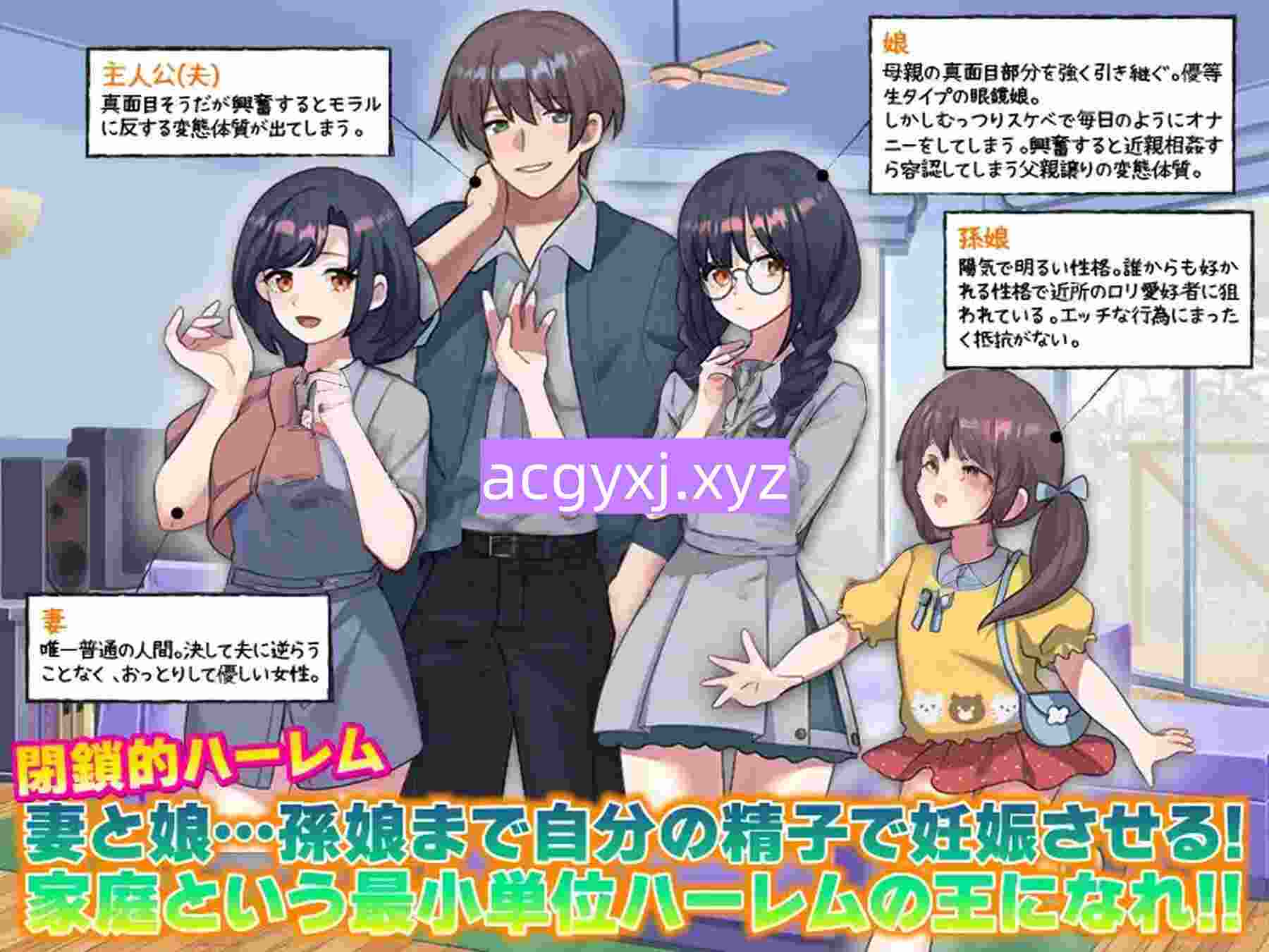 新作[日式RPG] 我的怀孕家系图 让妻子和女儿…甚至孙女都用我的精子怀孕！ 俺の妊娠家系図 妻と娘…孫娘まで俺の精子で妊娠させる！ AI汉化版 [960M]-ACG游戏姬